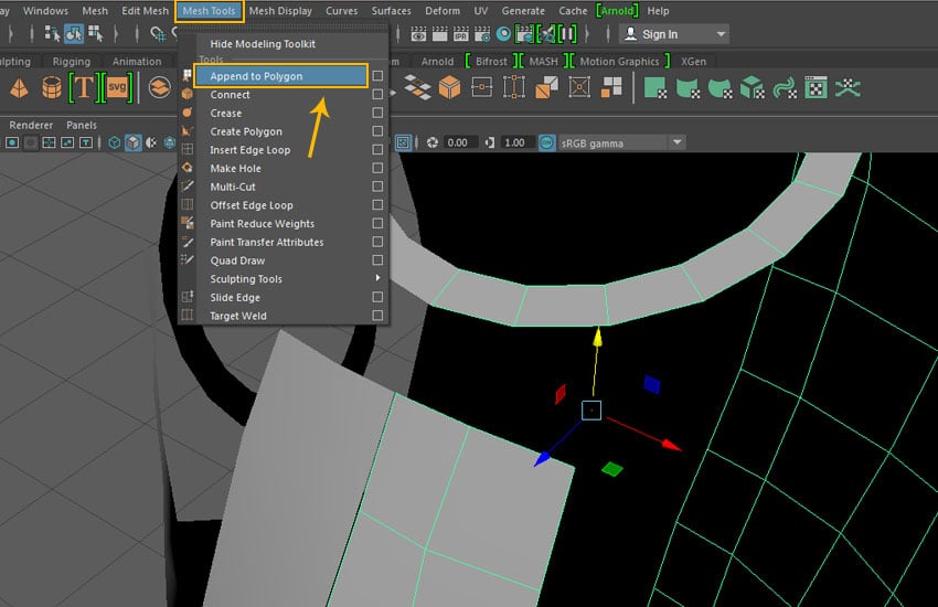 Mesh Tool  Append to Polygon tool