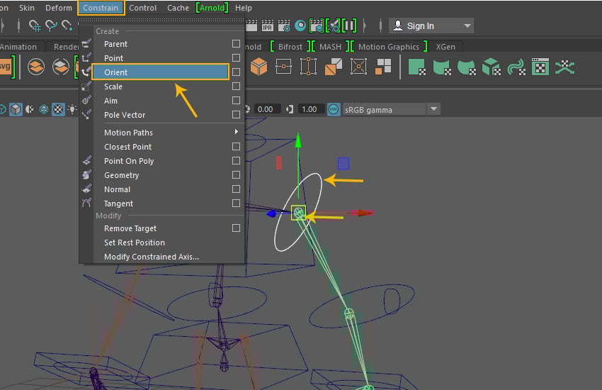 Constrain  Orient constrain
