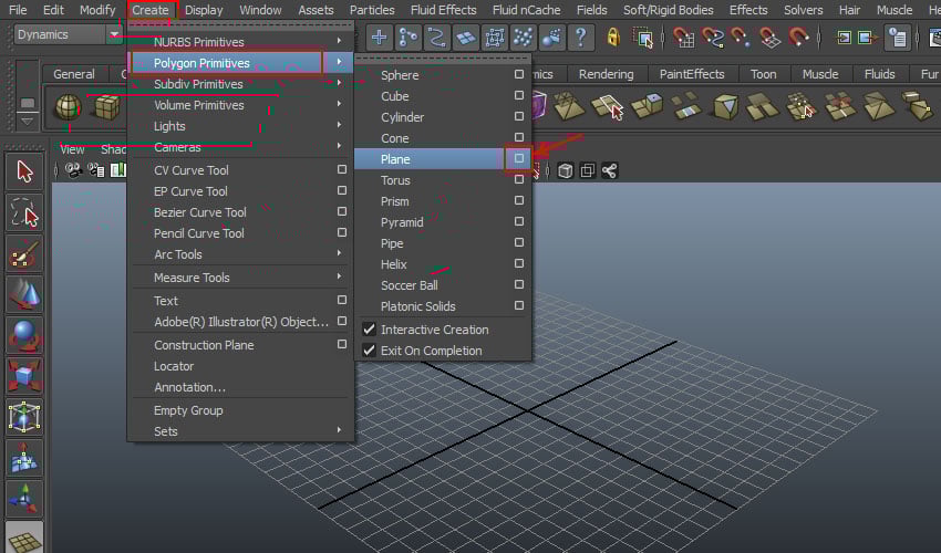 Create  Polygon Primitives  Plane
