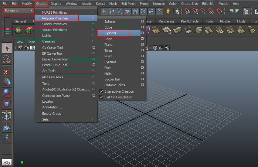Create  Polygon Primitives  Cylinder