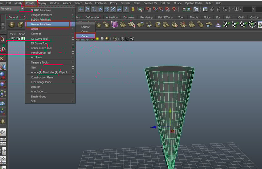 Create  Volume Primitives  Cone