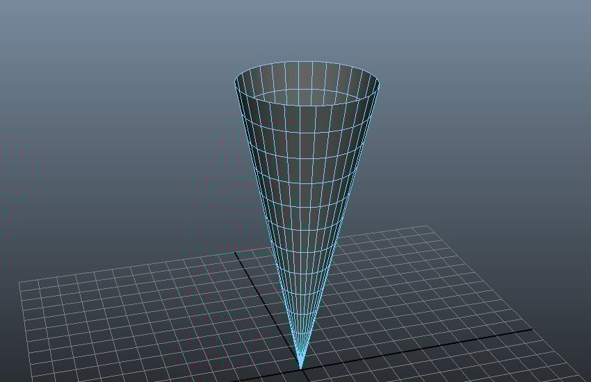 Select the top face of the cone and delete 