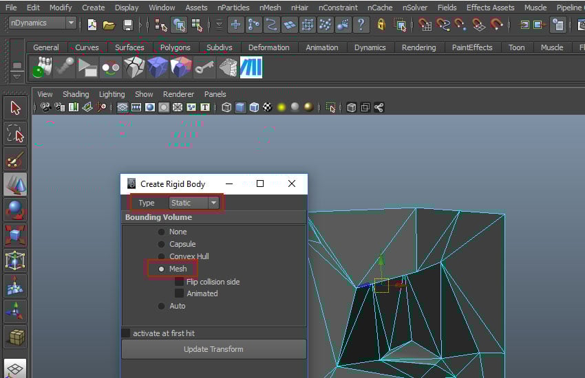 Create Rigid Body window