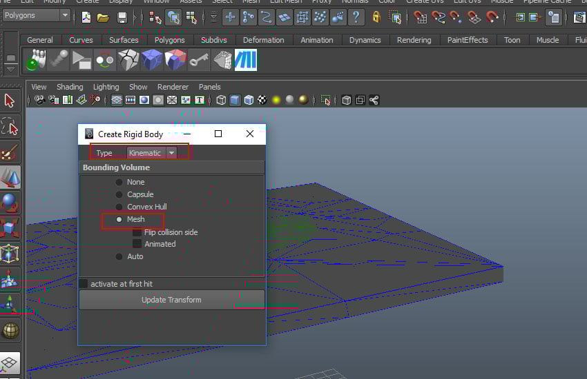 Create Rigid Body window