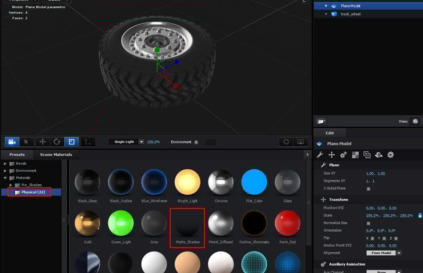 Apply Matte Shadow material