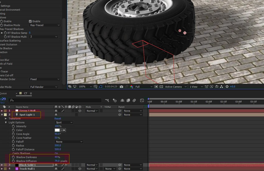 Shadow Darkness and Shadow Diffusion parameters 
