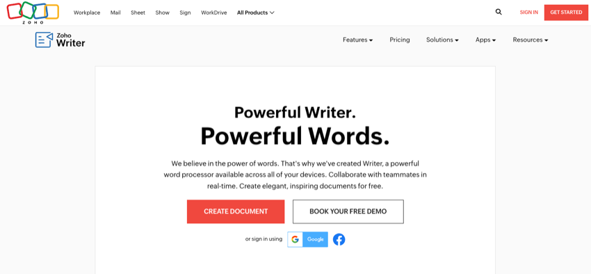 zoho writer