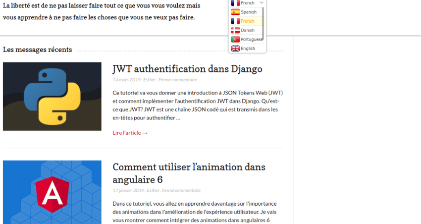 Example website translated into French