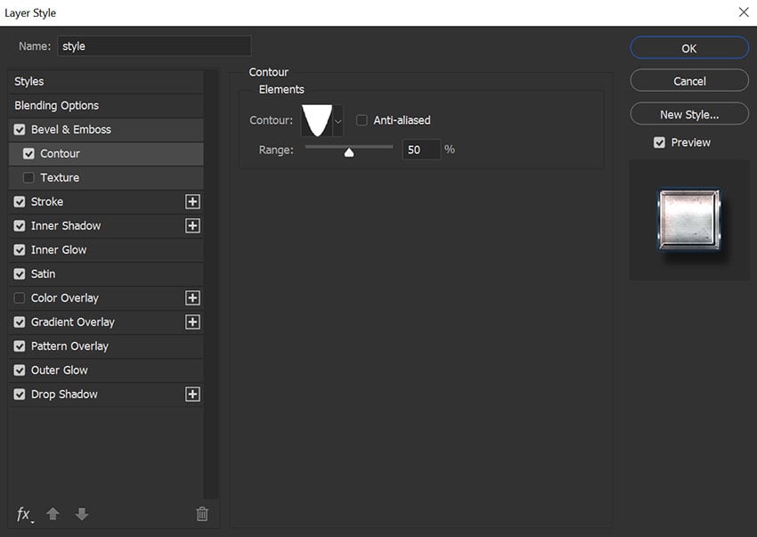 example of the contour settings