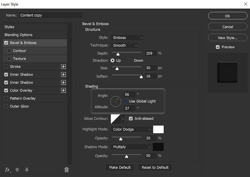 angle and altitude settings
