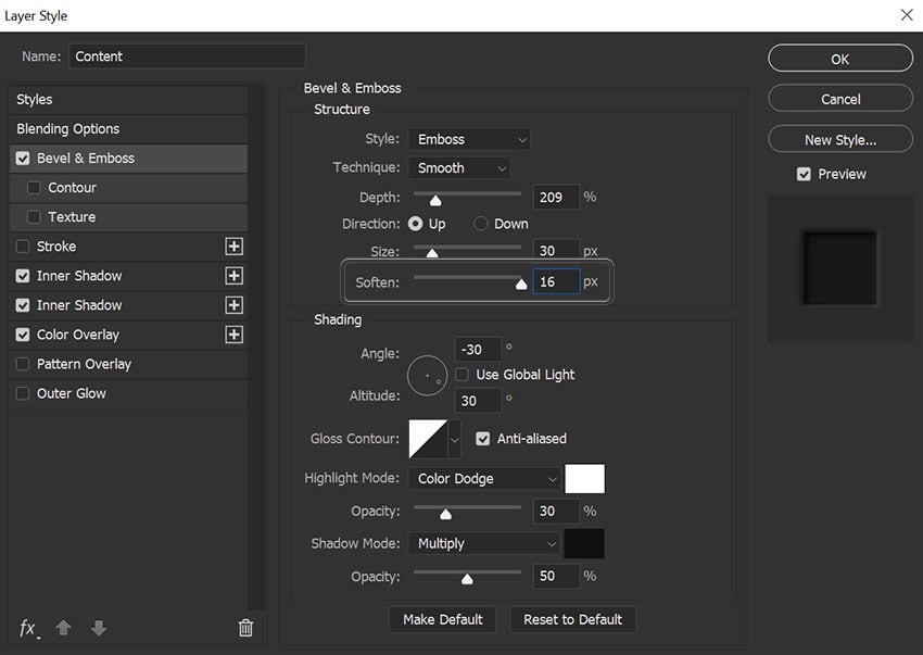 soften settings example