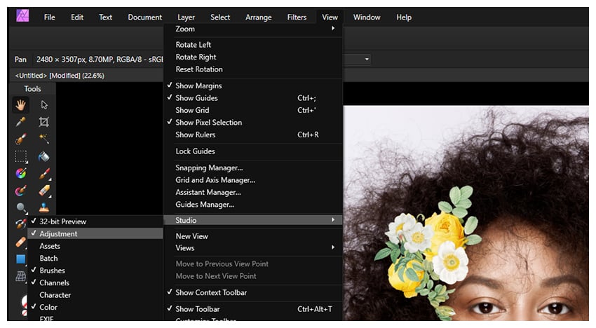 adjustment layers location  