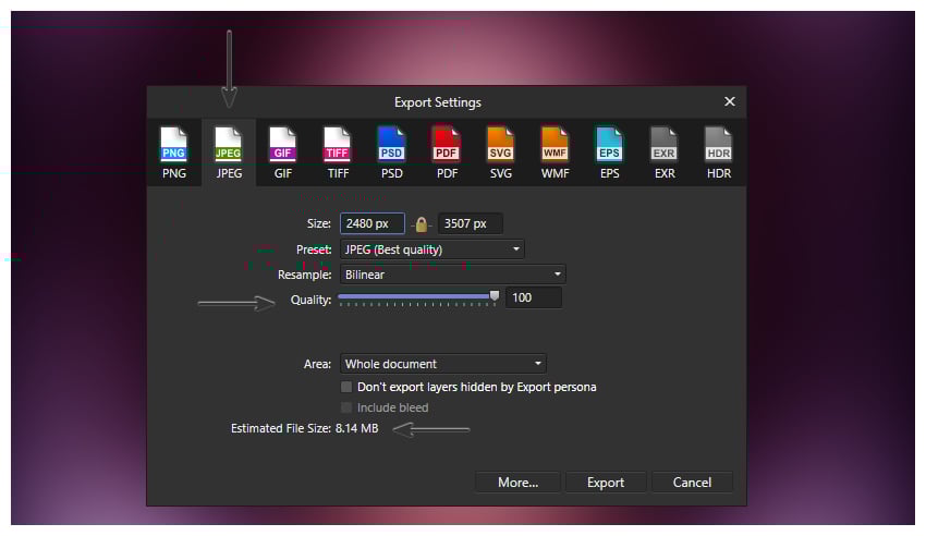 exspot image as JPEG 