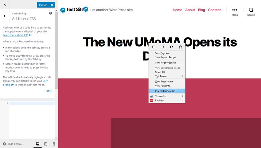 Inspect headline with Firefox DevTools