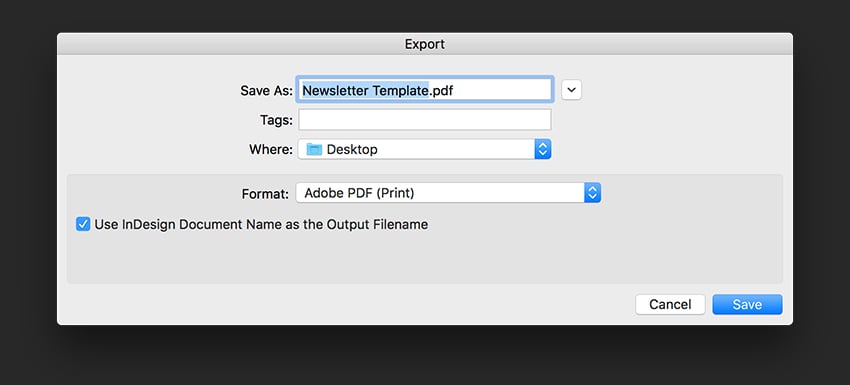export a PDF file
