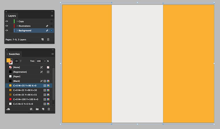On the outside panel add a background to each panel