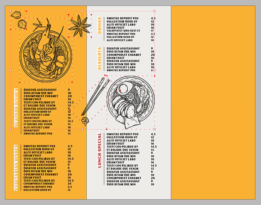 copy illustrations to the outside panel