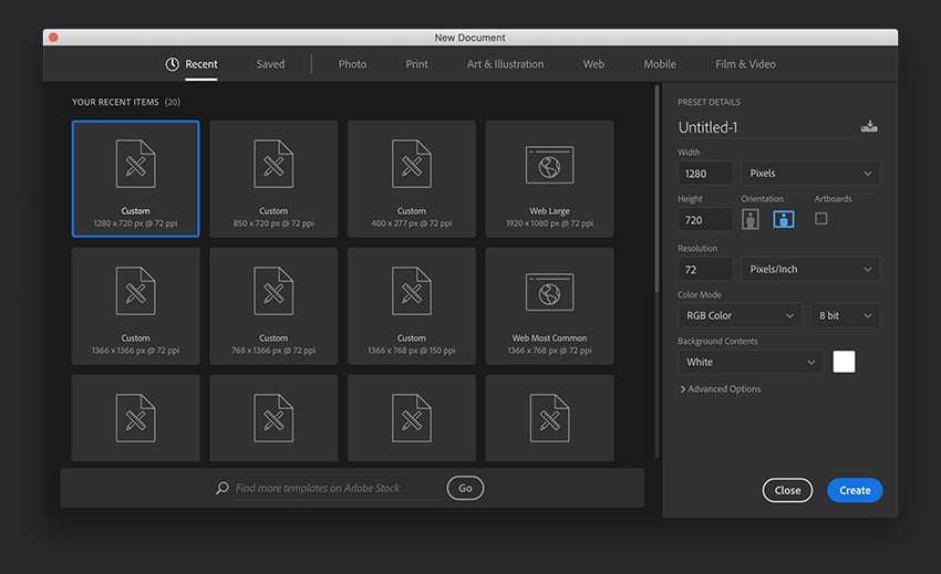 Create a new Photoshop file