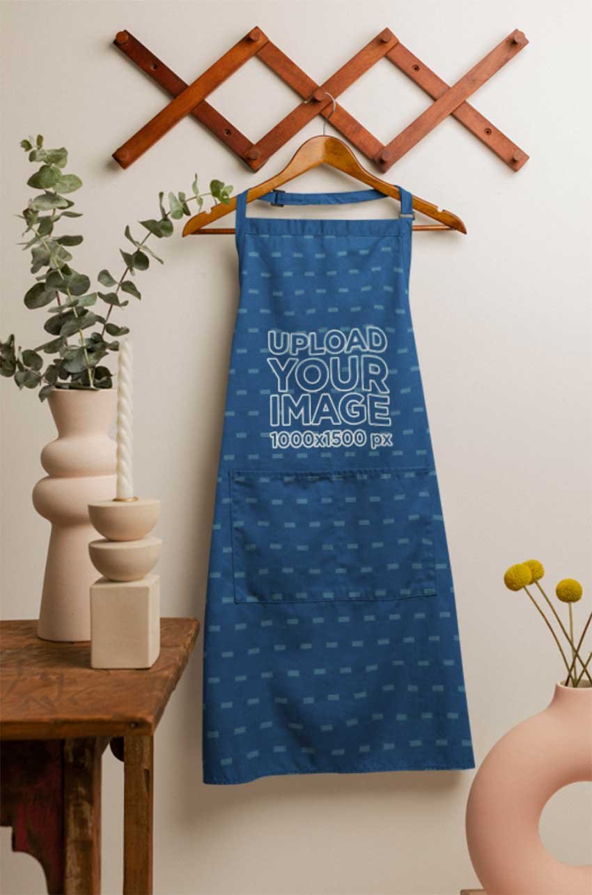 Apron Mockup Featuring Modern Ceramic Vases