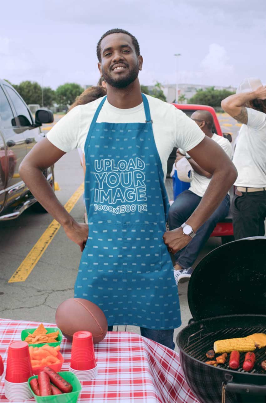 Apron Mockup of a Man at Tailgate