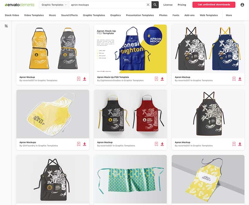 unlimited apron psd mockup from envato elements