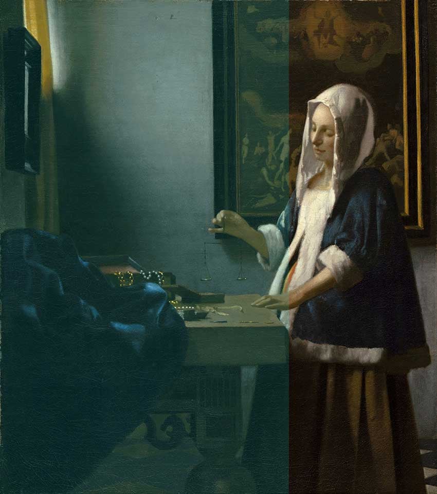 Woman Holding a Balance by Johannes Vermeer (1662-1663)