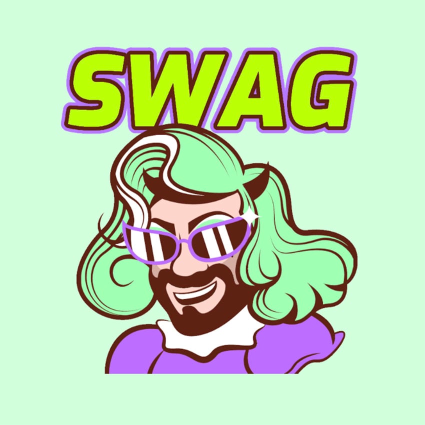 Twitch Smile Emote Featuring a Drag Queen With Swag