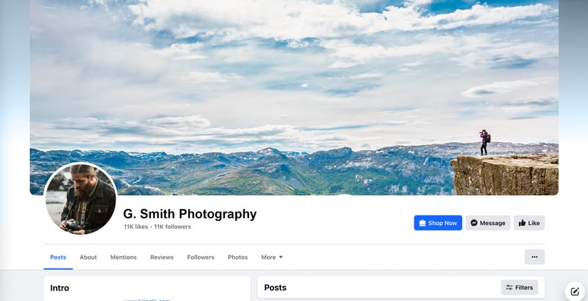 photographer social media profile
