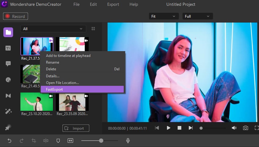 fast export Wondershare DemoCreator
