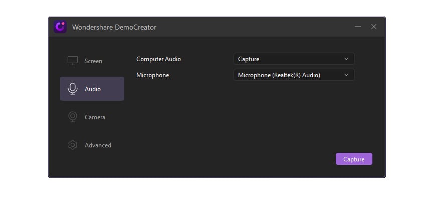 Audio Settings Wondershare DemoCreator