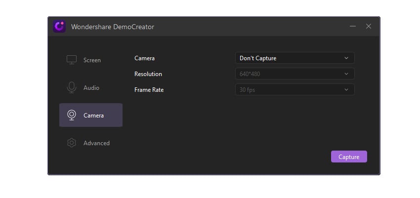 Camera Settings Wondershare DemoCreator