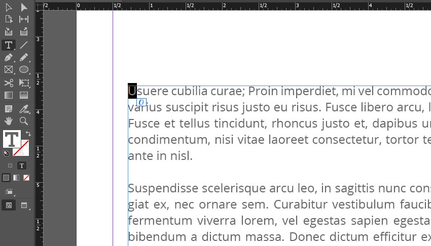 InDesign zoom tool