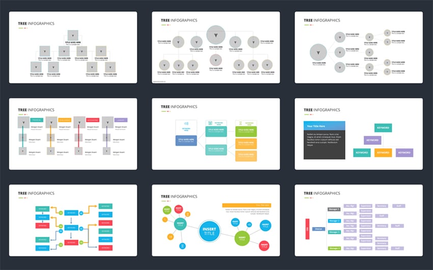 Obtén una plantilla de diagrama de árbol premium y minimalista de Envato Elements.