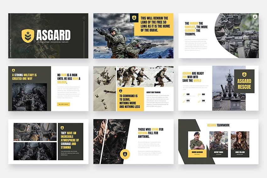ASGARD - Military & Army Powerpoint Template, a professionally designed premium template from Envato Elements