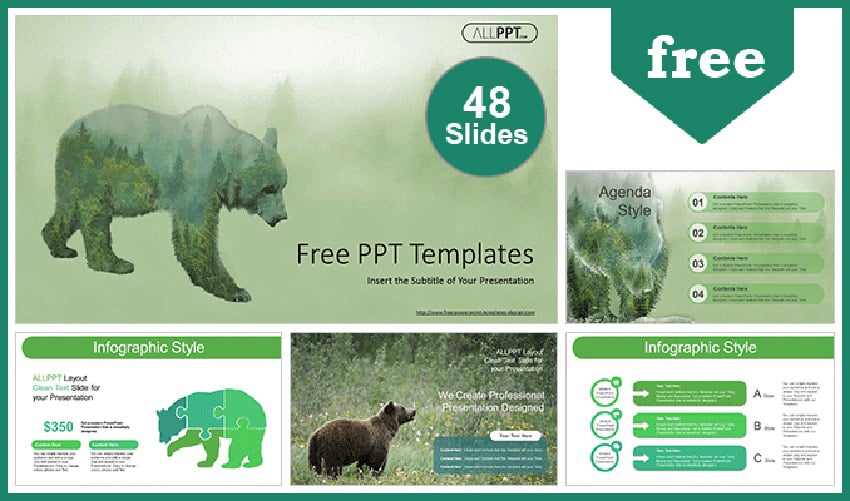 Free Silhouette Brown Bear PowerPoint Template