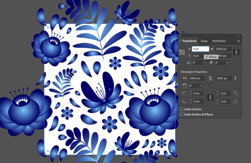 Editing objects location in Adobe Illustrator
