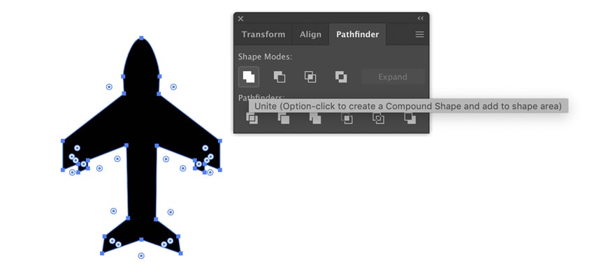 Unite plane icon shapes