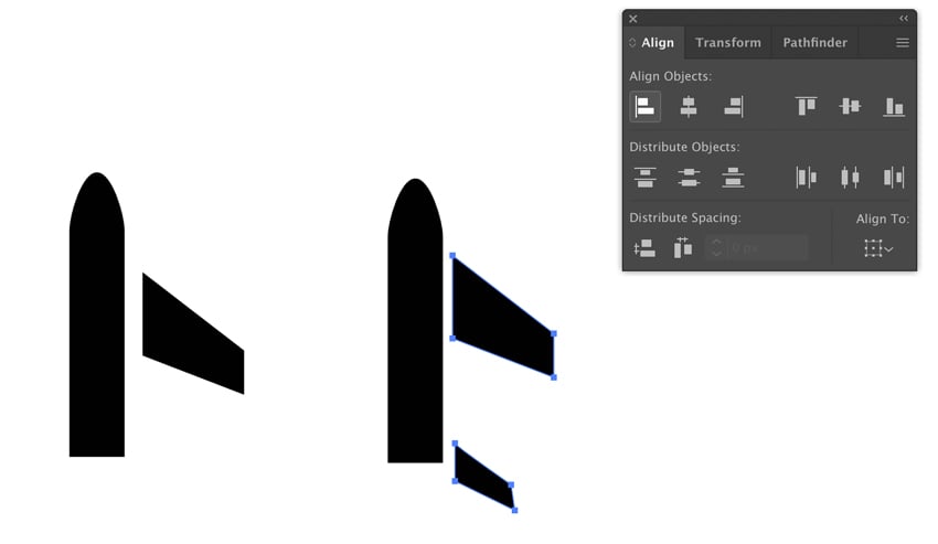 Drawing wing and tail of the plane in Adobe Illustrator