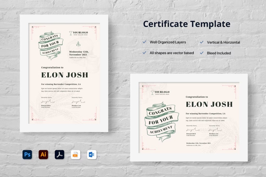 Modern & Fresh Certificate Templates for Google Docs