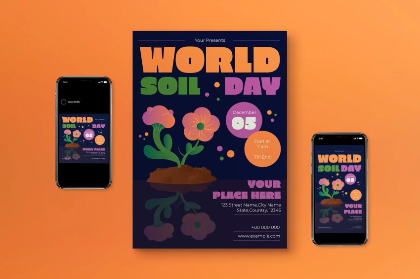 Orange Gradient World Soil Day Flyer Set