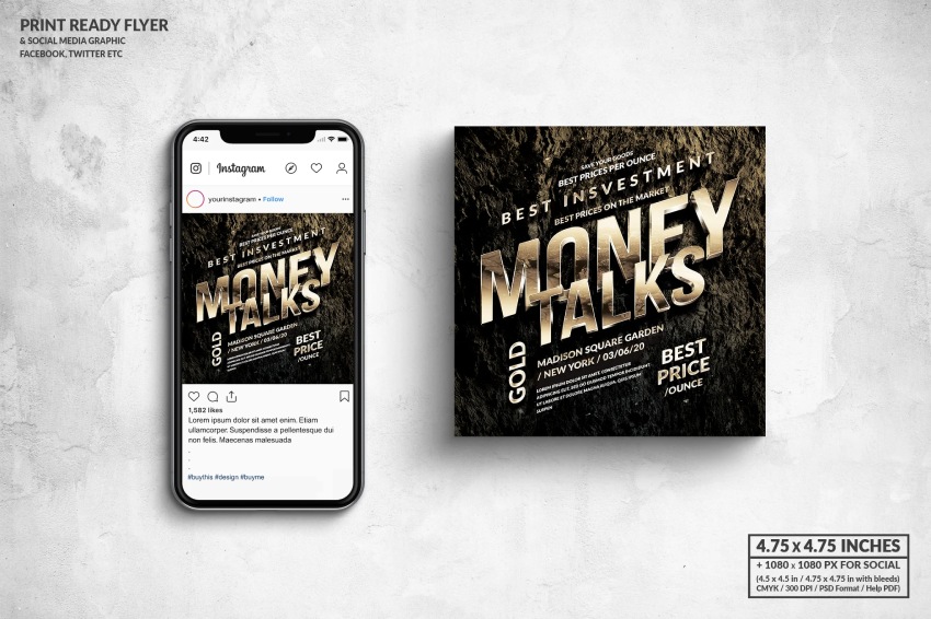 Money Talks Square Flyer & Social Media