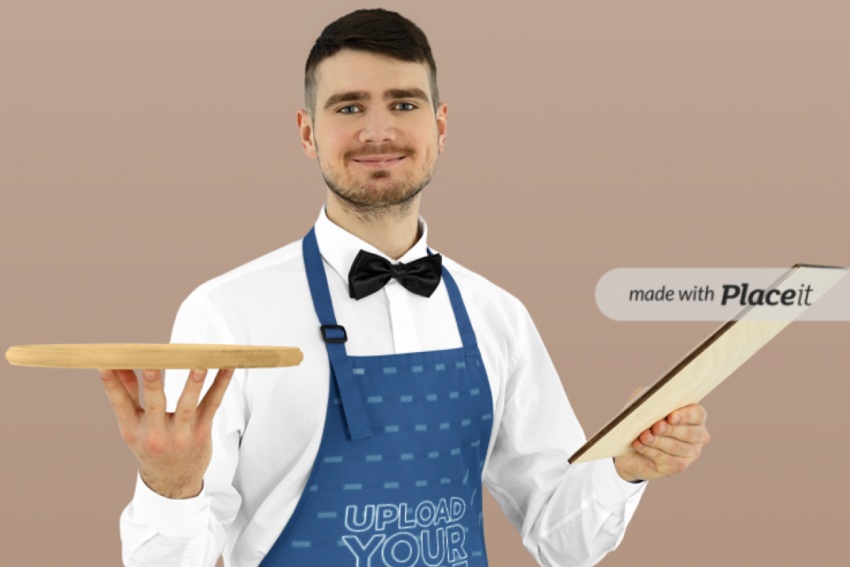 Apron Mockup Featuring a Waiter