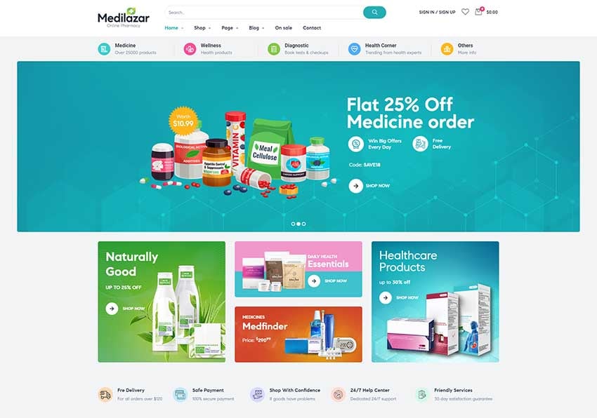 Medilazar Pharmacy Woocommerce Wordpress Theme