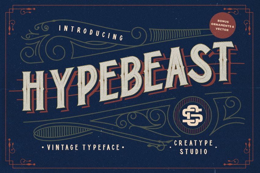 Hypebeast - Vintage Decorative Font (OTF, TTF, WOFF)