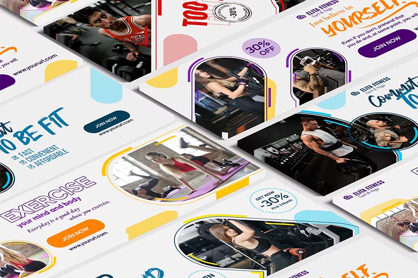 Fitness and Yoga Twitter Headers (JPG, PSD)