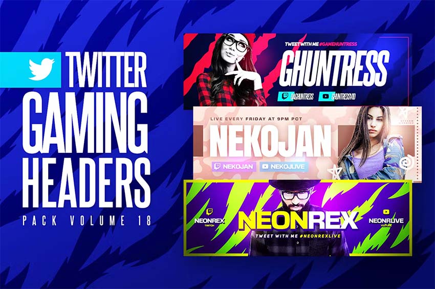 Gaming Twitter Headers Pack (PSD)