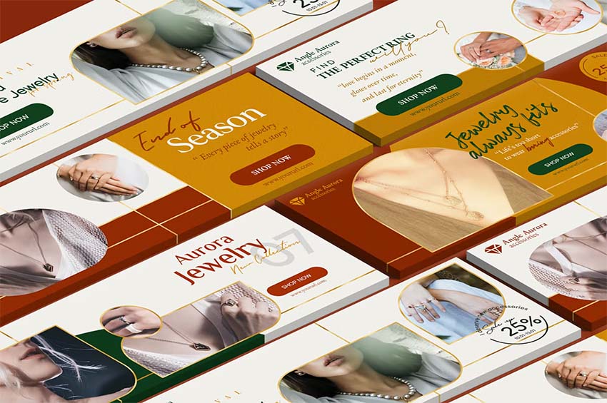 Jewelry and Accessories Twitter Header Template (JPG, PSD)