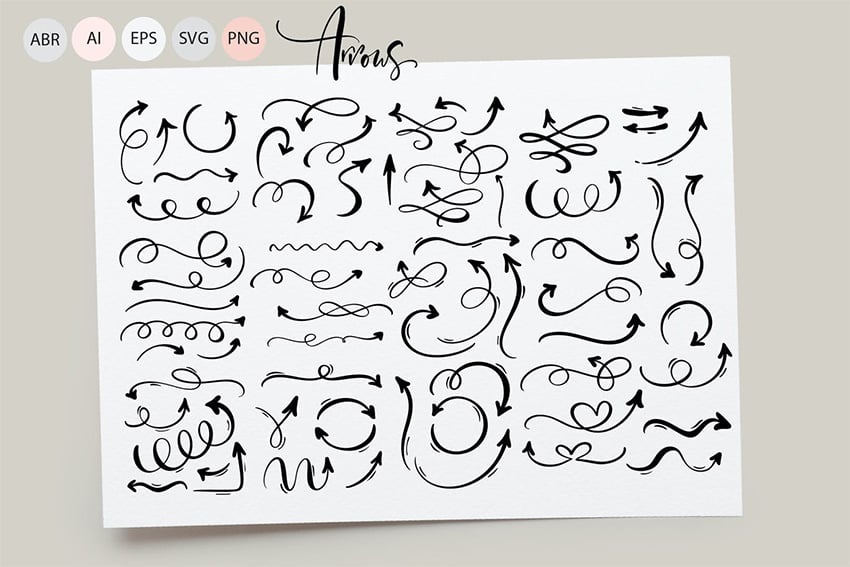 Hand Drawn Arrow Brushes (AI, EPS, PNG, SVG)
