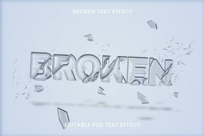Broken Glass Text Effect Psd Editable Template