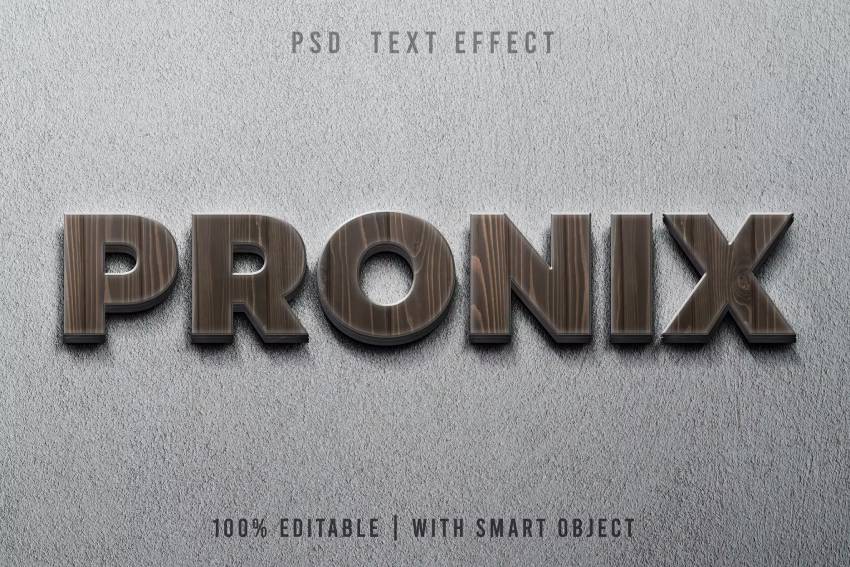 3D Wood Text Effect PSD Template